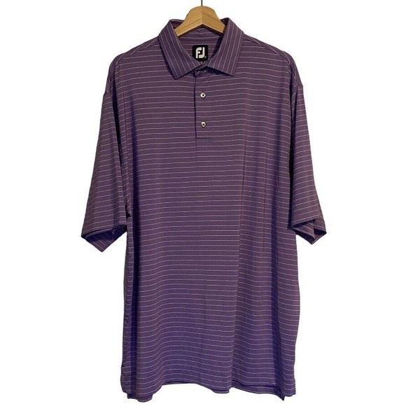FootJoy Other - FootJoy Golf Polo Shirt Mens Sz XL Purple White Pinstripe Polyester Blend